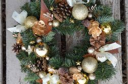 Wianek sztuczny Bożonarodzeniowy złoty