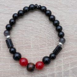 chalcedon,onyks,drewno bransoletka 