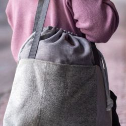 Szara duża torba z kominem patchwork