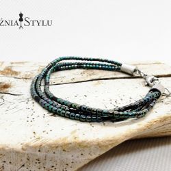 Bransoletka z koralików Toho handmade -  oliwkowa