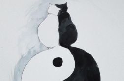 "Kocie ogony - miłość w równowadze" akwarela