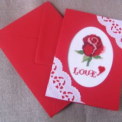 Walentynkowa karta z różą