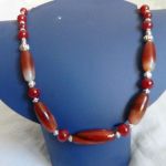 Pomarańczowe agaty, elegancki naszyjnik z agatami - 