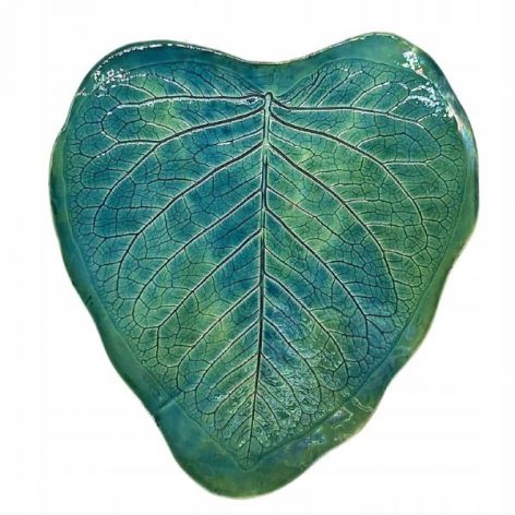 Patera Ceramiczna Zielony Liść Handmade. Patera Ręcznie Robiona (Handmade)