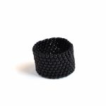 Pierścionek koralikowy czarny 18 - pierścionek peyote