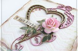 Delikatna kartka na Ślub z sercem i różą