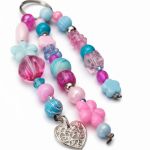 Niebiesko różowy breloczek z serduszkiem - 