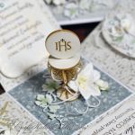 Komunijny exploding box w błękicie - z życzeniami - Box IHS - detal III