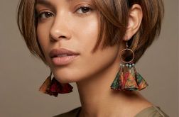 Kolczyki Kwiatki Kolorowe z Koralikami Etno Biżuteria