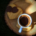 Drewniane podkładki pod kubki serca - serduszka ze słodką przekąską i kawą