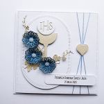 Gustowna kartka na Komunię ręcznie robiona  - Kartka komunijna handmade z kielichem