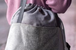 Szara duża torba z kominem patchwork