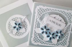 Kartka W DNIU ŚLUBU błękitno-szara