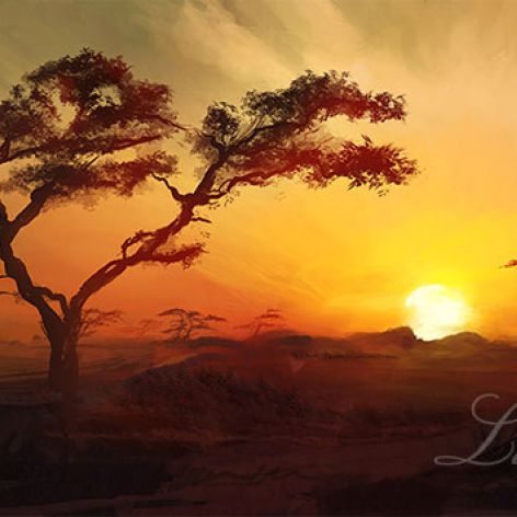 Obraz - Afryka 1 - płótno - malowany, pejzaż, krajobraz