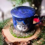 Prezent świąteczny kubek wilki i podkładka  - Kubek ręcznie malowany wilk