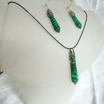 Malachit zielony, elegancka biżuteria - zestaw - 