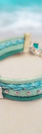 Bransoletka rzemykowa jasny turkus