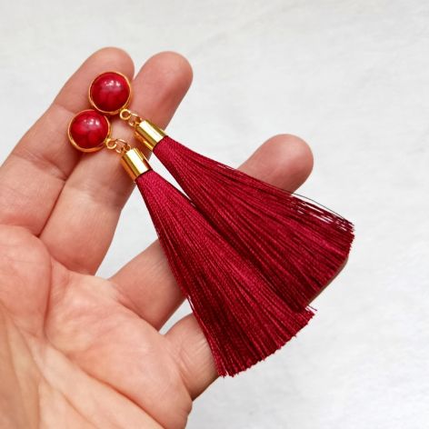 Sztyfty kolczyki z Chwostem Bordowe lub Czerwone