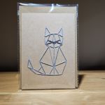 Kartka okolicznościowa - haftowana - kot - Kartka okolicznościowa - handmade - ręcznie robiona haftowana - kot