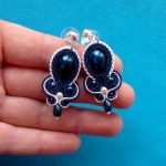 Kolczyki Granatowa Perła & Ecru - 