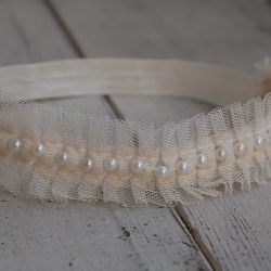 Perełki & tiul - diadem/opaska niemowlęca