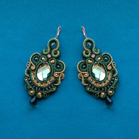 Kolczyki Zieleń & Złoto