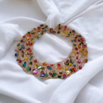 Miedziany naszyjnik z kolorową masą perłową - Miedziany naszyjnik z dodatkiem kolorowej masy perłowej