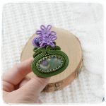 Broszka sutasz soutache Bukiecik zielona - Brooch