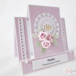 Kartka PAMIĄTKA KOMUNII z różyczkami #1 /Z - Pamiątka Pierwszej Komunii Świętej z różyczkami