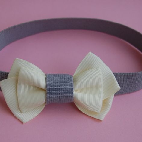 Opaska niemowlęca - Złamana biel z szarym