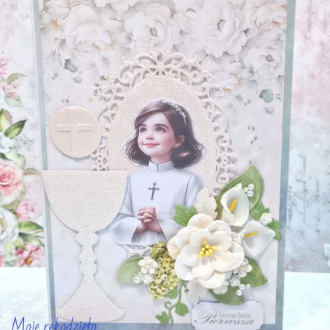 Pamiątka I komunii "BIAŁE RÓŻE"