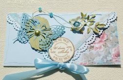 Kopertówka z okazji ślubu- turkusowy motyl