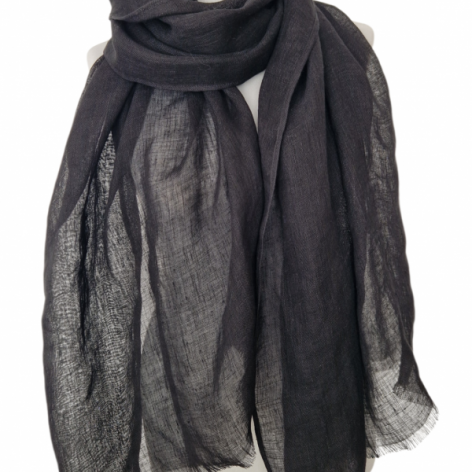 SZAL SZALIK LNIANY MGIEŁKA CZARNY FELTMONDO 