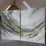 Abstrakcja Garden Ręcznie malowany obraz Strukturalny XXL dyptyk 140x100 cm - 