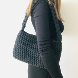 Mała torebka na ramię, grafitowa torba .