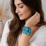 Ekskluzywny Zestaw Bransoletek Beaded w Odcieniach Oceanu - Howlit, Hematyt i Szkło - 