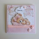 Personalizowana kartka na narodziny miś r ręcznie robiona - Personalizowana kartka na narodziny miś r ręcznie robiona
