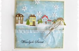 Kartka świąteczna z domkami