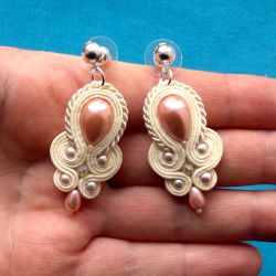 Kolczyki Łososiowy róż i Waniliowy krem