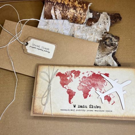 006,kartka na ślub w szczęśliwą podróż z samolotem