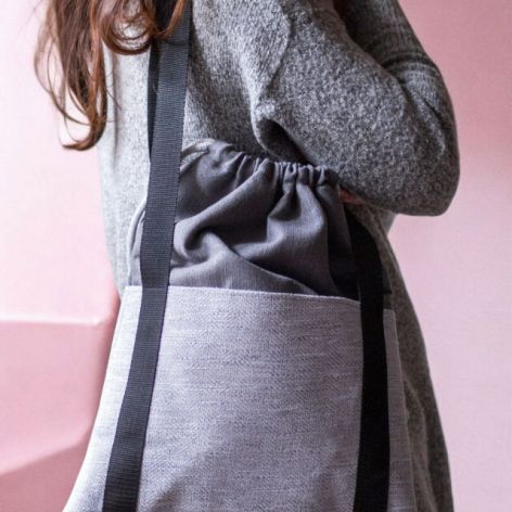 Torba z kominem szara jodełka