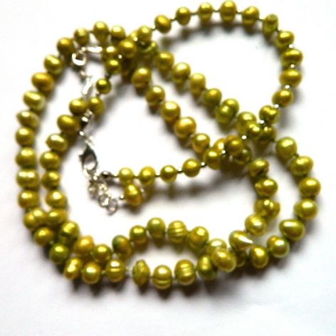 Pistacjowe, zielone perły naturalne, naszyjnik, bransoletka, komplet