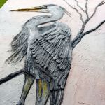 Obraz strukturalny „Czapla siwa” - płaskorzeźba na płótnie - obraz strukturalny