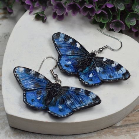 Motyle - kolczyki wiszące niebieskie