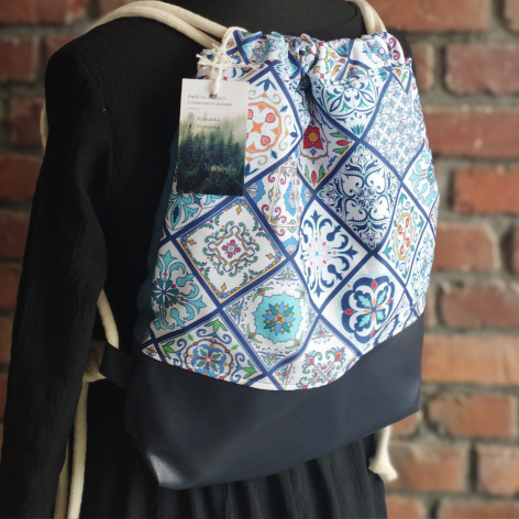 Worek damski plecak azulejos kafelki portugalskie
