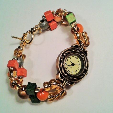bransoletka z zegarkiem, kolorowa