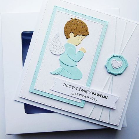 Subtelna kartka z aniołkiem na Chrzest