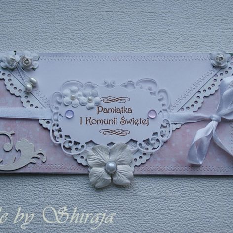 I Komunia św. -kartka 'perłowo pastelowo'