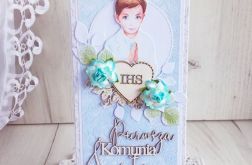 Kartka komunijna DL Celebration błękit GOTOWA