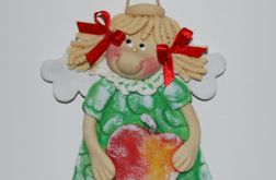 A kto lubi jabłka? - aniołek z masy solnej, prezent, dekoracja